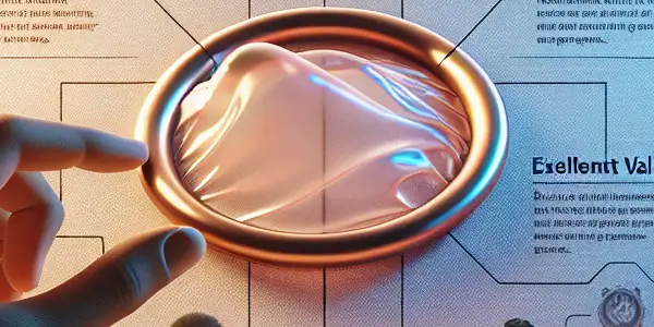 An illustration of the 2026AV condom showcasing its sleek design, user instructions, and diverse couples in an intimate setting.