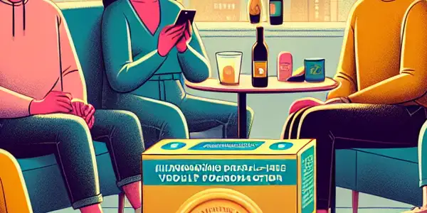 A diverse group of adults discussing safe contraception methods in a modern, inviting setting.